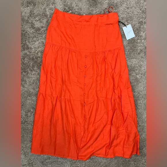 NWT Japra Orange Linen Drop-waist Skirt - Picture 1 of 5